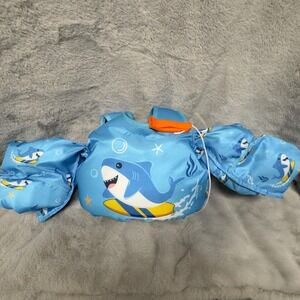 Moko Kids Swim Arm Band Float Vest Safety Buoyancy Aid Shark Design‎ Blue